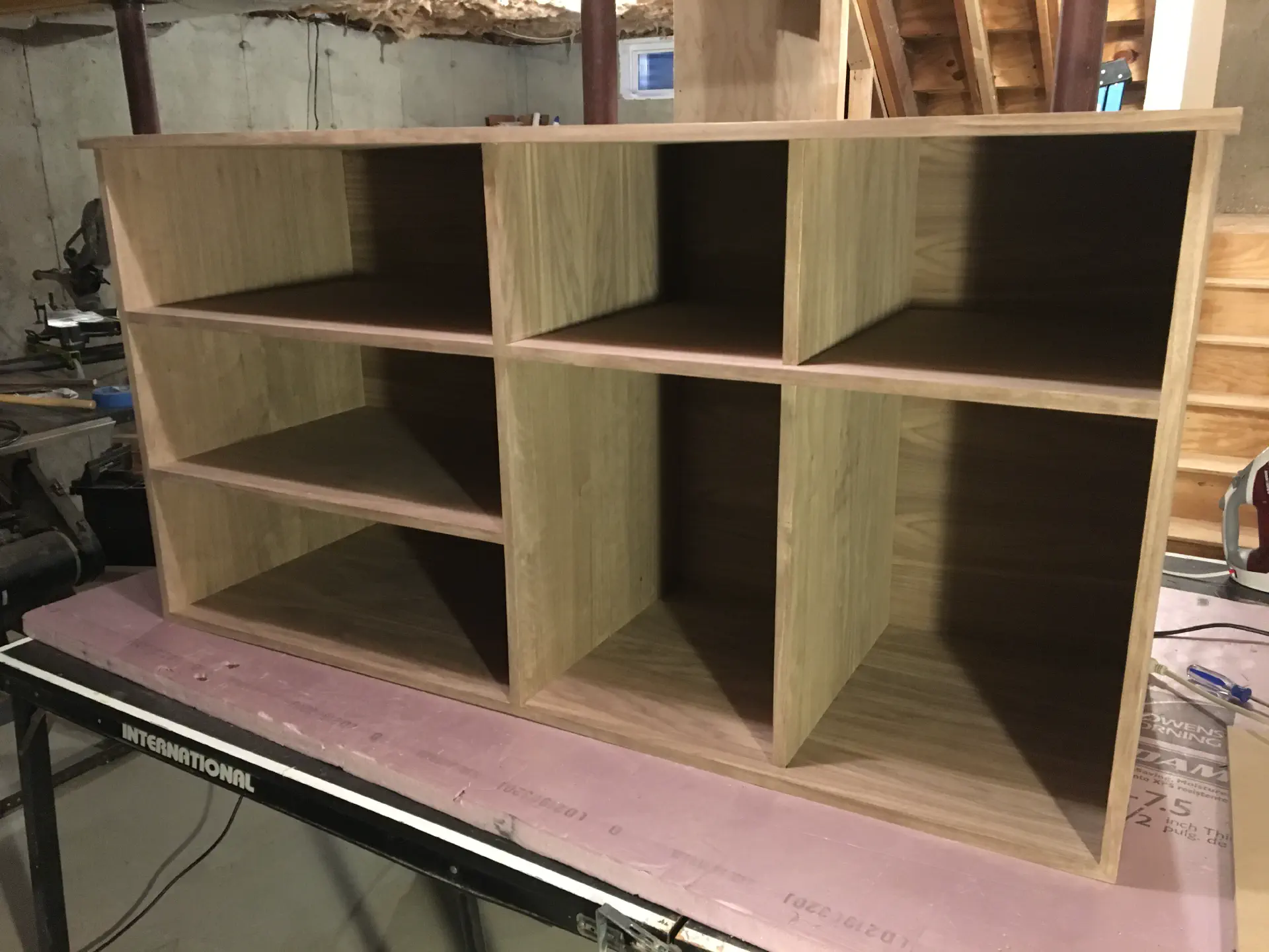 The glued cabinet upright, now with edge banding