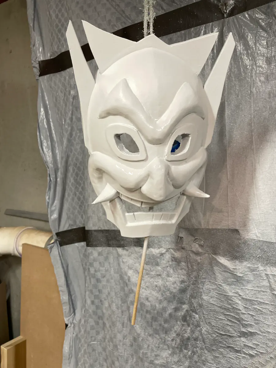 Second coat of PlastiDip. The mask is now all white.